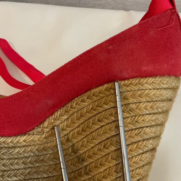 Christian Louboutin red espadrille platform wedge sz 38 vintage - Picture 8 of 12
